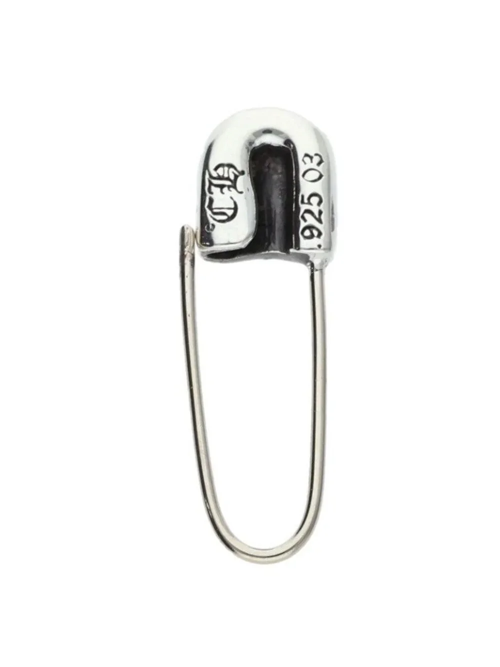 Chrome Hearts ER Safety Pin Emrld Pin 1 Emerald Silver Earrings